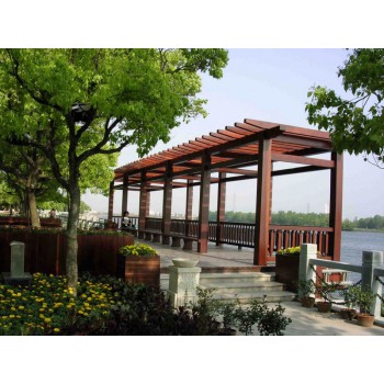 长沙防腐木厂家公园廊架车棚乘凉