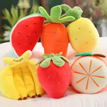 深圳市毛绒玩具厂批发定制草莓香蕉苹果胡萝卜菠萝水果公仔抱枕