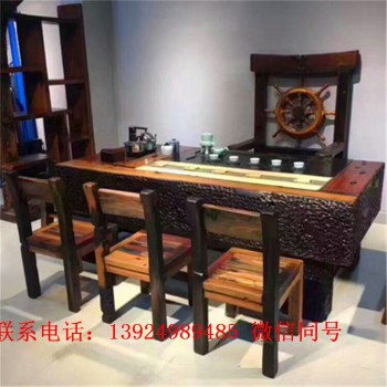 老船木茶桌椅组合办公室茶台现代新中式家具洽谈桌泡茶桌功夫茶几