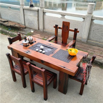 老船木茶桌椅组合船木茶桌茶台茶几客厅中式功夫茶桌茶台
