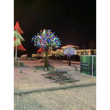 广东 不锈钢水晶树雕塑 木棉树室外LED夜景灯饰