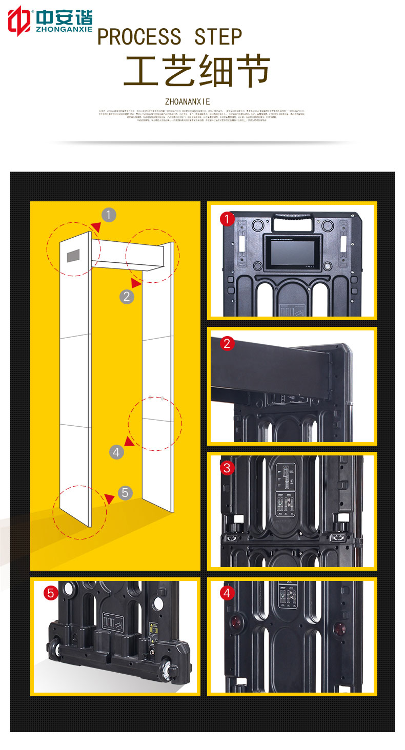 便携式折叠LED物联网金属探测安检门24区6007.S-中安谐科技