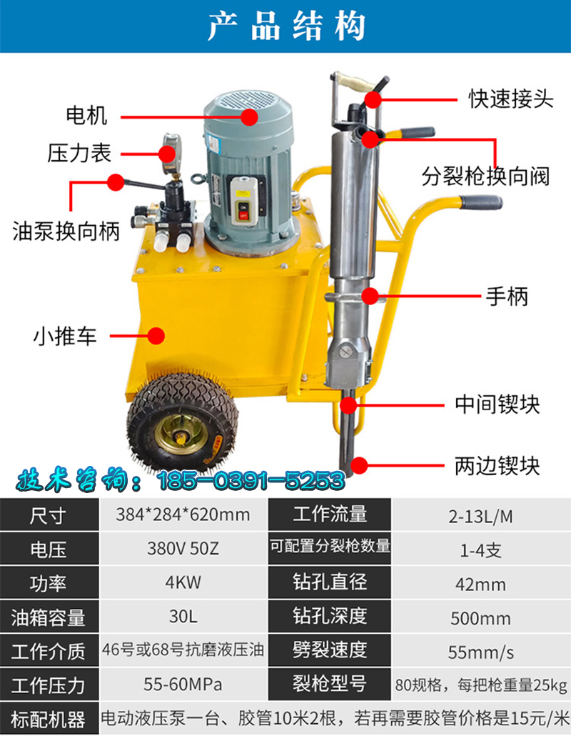 劈裂机，岩石劈裂机，岩石分裂机，岩石劈裂器