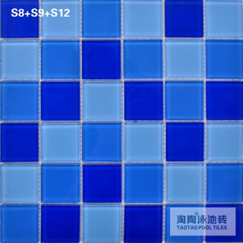 水晶玻璃马赛克 户外泳池专用瓷砖48*48蓝色馬賽克