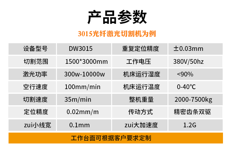 激光切割机参数