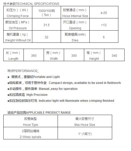 JKS100便携式手动扣压机详情