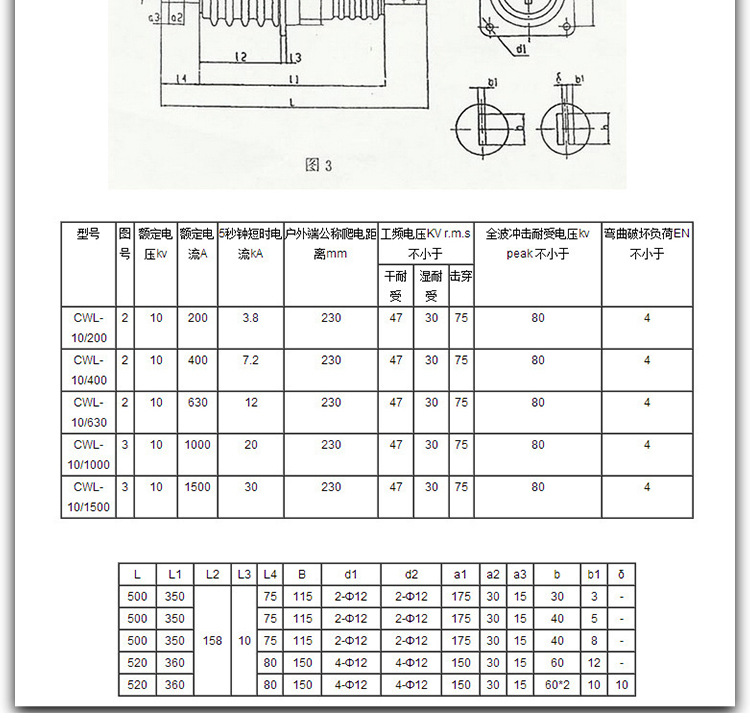 户外高压陶瓷穿墙套 CWB/CWC/CWW-10KV/1250A 铜排穿墙套管 电站穿墙套管 出线套管 直销示例图10