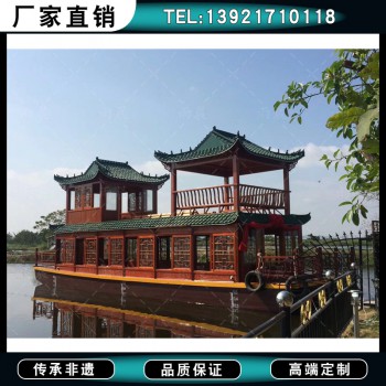 安徽木船厂家出售14米双层画舫船 水上餐饮观光船 20米定制