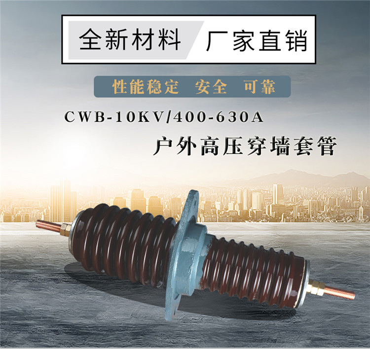 华册电气 CWB-10/12KV/630A 户外 高压穿墙套管 铜棒 陶瓷穿墙套管 直销示例图1