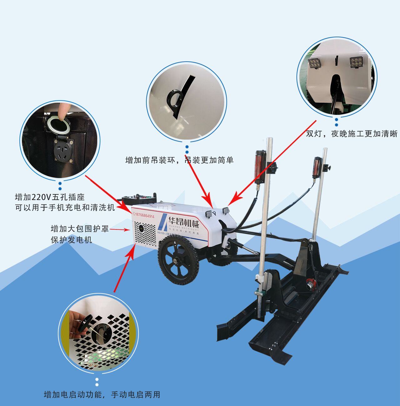 水泥混凝土摊铺整平机  华昂HA100-2小型整平机 山东混凝土整平机生产厂家示例图1