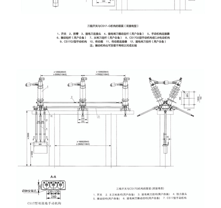 华册电气 GW5-35KV/1000A 户外高压隔离开关 柱式高压隔离开关 35KV电站隔离开关 直销示例图14