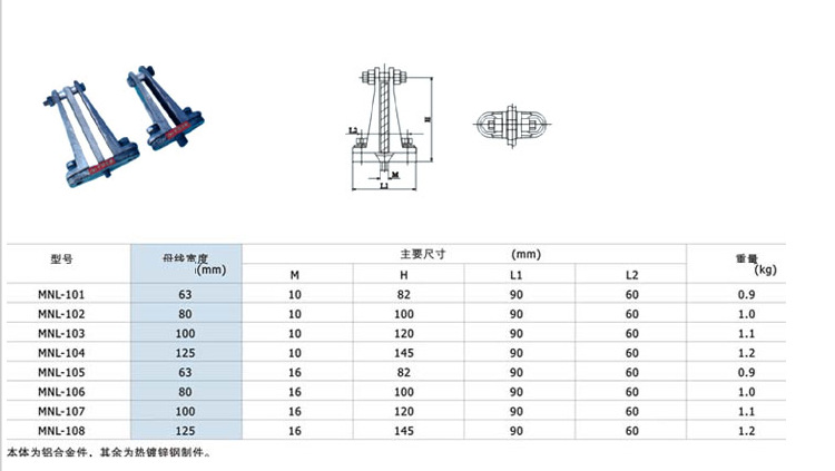 华册电气 MNL-101-102-103-104户内矩形母线立式固定金具厂家直销示例图1