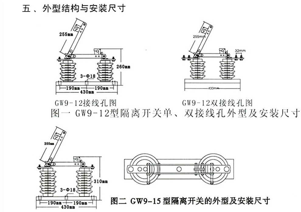 厂家直销 GW9-10-12kv/1000A 户外高压隔离开关 开关刀闸示例图12