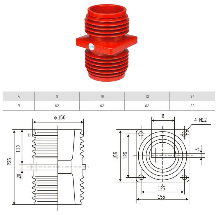 厂家直销 户内 TG1-10Q/210125x125中置柜环氧树脂穿墙套管 树脂套管 穿墙套管 高压穿墙套管示例图3