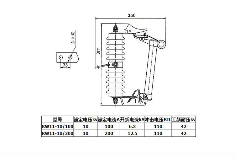 10KV跌落式熔断器 RW11-12/100A 户外高压熔断器 令克 保险开关示例图10