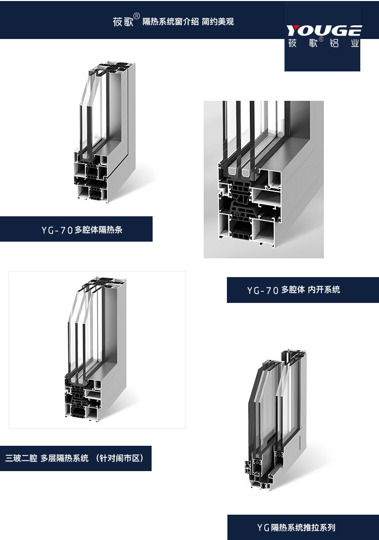 断桥铝合金门窗 平开窗 70系列防风保暖隔音胶条 铝合金门窗定制示例图13