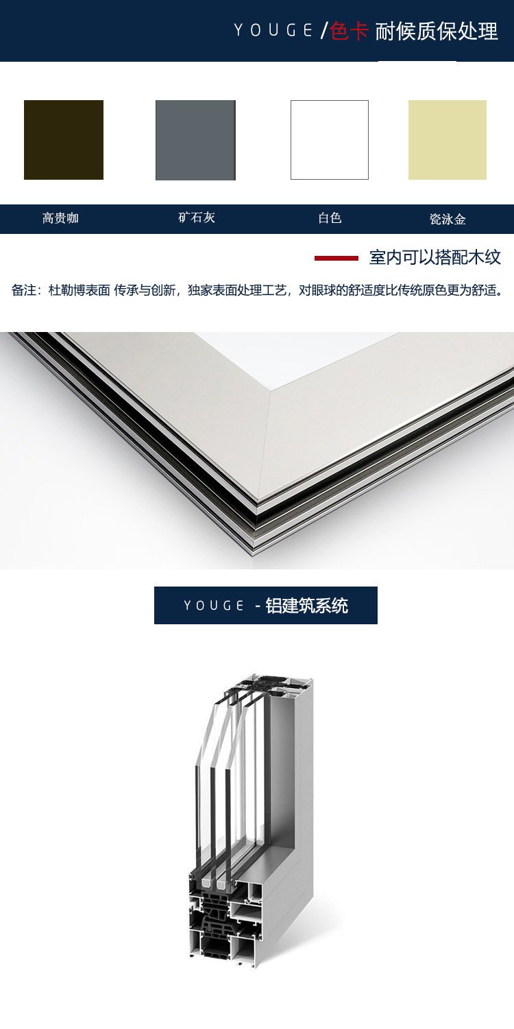 断桥铝合金门窗 平开窗 70系列防风保暖隔音胶条 铝合金门窗定制示例图10