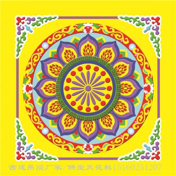 中式仿古吊顶材料  寺庙吊顶厂家  古建筑彩绘天花板