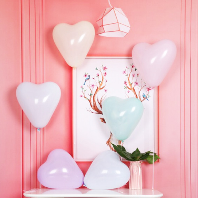 马卡龙心形乳胶气球12寸爱心婚庆婚房装饰气球批发