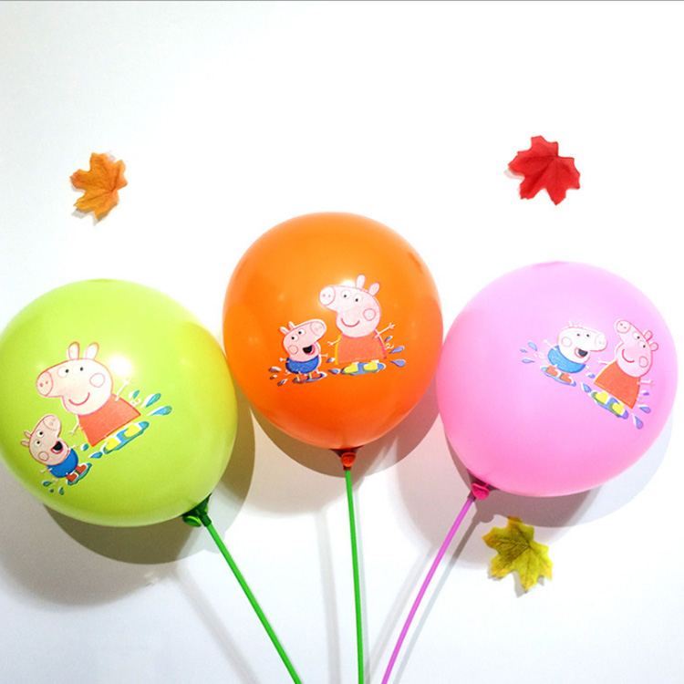 卡通乳胶气球小猪儿童彩色气球微商地推礼物扫码礼品批发