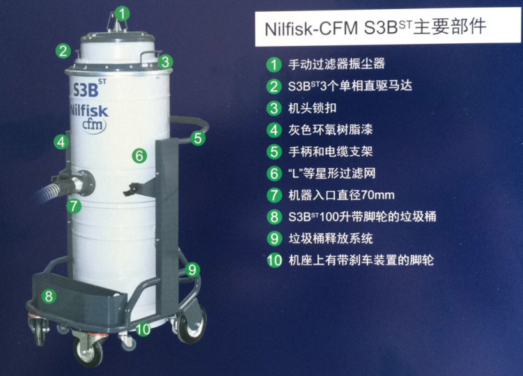力奇先进Nilfisk-CFM S3BST单相工业吸尘器 大功率干湿两用工业吸尘器 力奇先进Nilfisk-CFM S3BST单相工业吸尘器 大功率干湿两用工业吸尘器