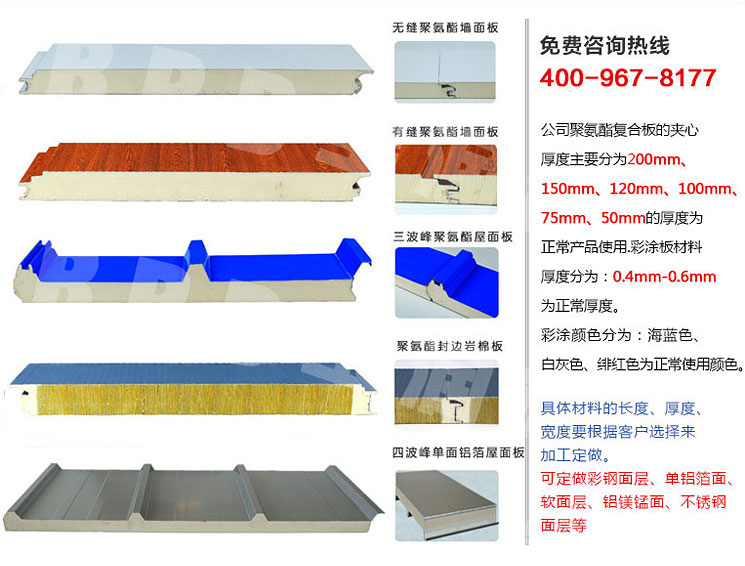 宝润达聚氨酯保温夹芯板板型