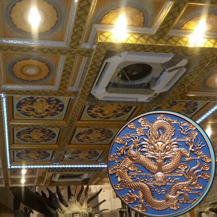 仿古建筑天花板吊顶横梁，寺院寺庙装饰彩绘酒店别墅彩绘吊顶