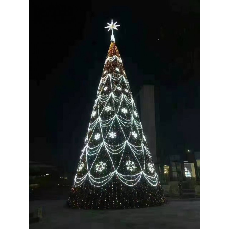 大型LED灯光亮化框架圣诞树10米15米20米商场酒店装饰