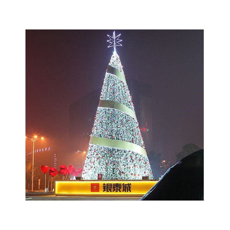 户外大型铁艺圣诞节装饰框架LED商场酒店发光圣诞树