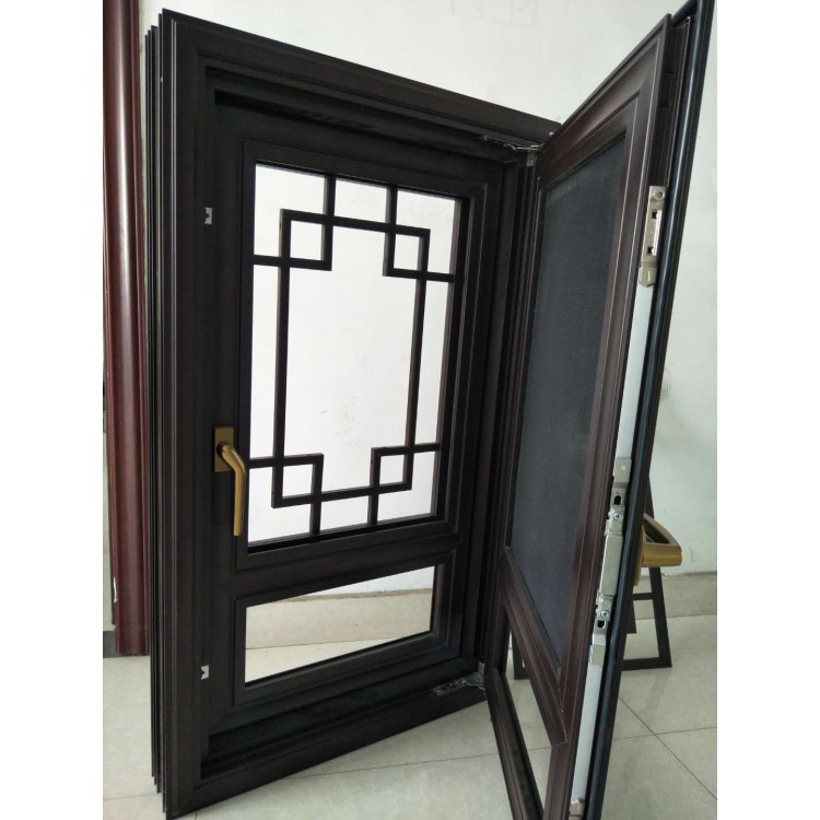 四合院复古断桥铝门窗价格 中式铝合金花格门窗批发定制