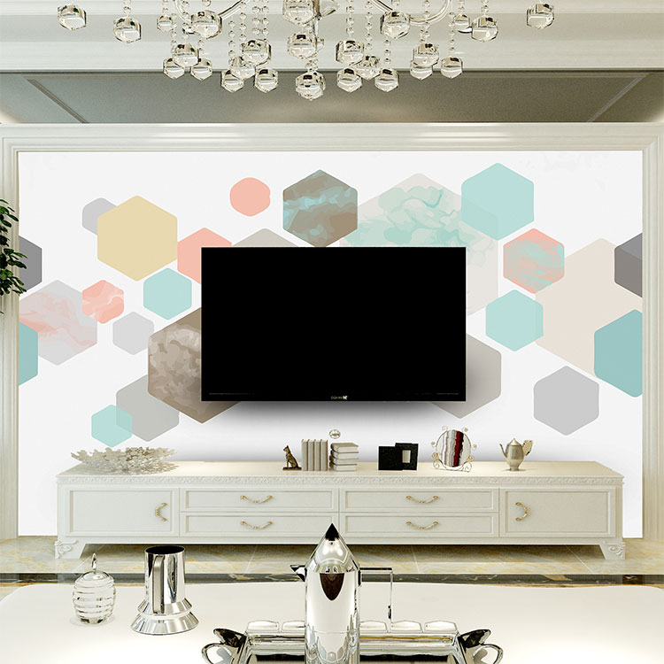 现代简约电视沙发背景墙个性定制壁画无缝墙布装饰画