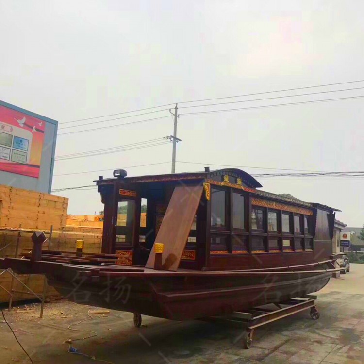 红船厂家出售新乡景区公园南湖红船模型摆件展示丝网仿古船