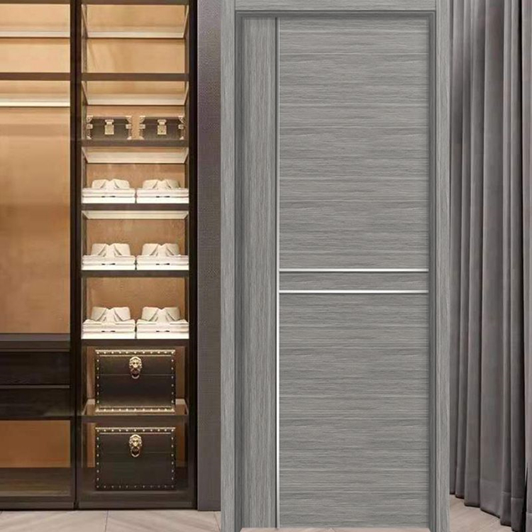 现代风格白色黑色室内门-金属条客厅门-卧室复合套装木门