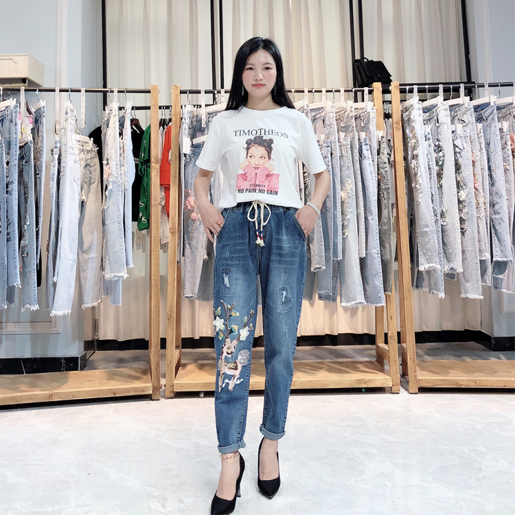 H·Y·Z2020重工刺绣牛仔裤品牌折扣女装批发走份直播货源