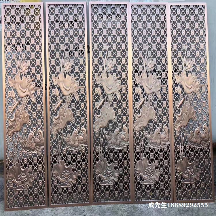古典装饰铜板雕刻屏风 中式铜屏风隔断现代延续