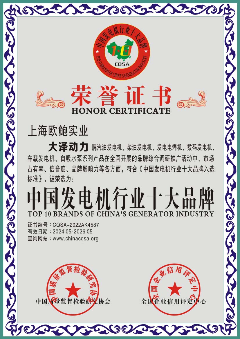 中国发电机行业品牌	