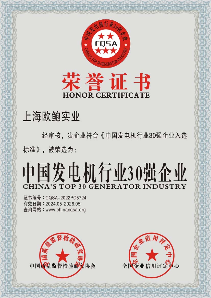 中国发电机30强企业
