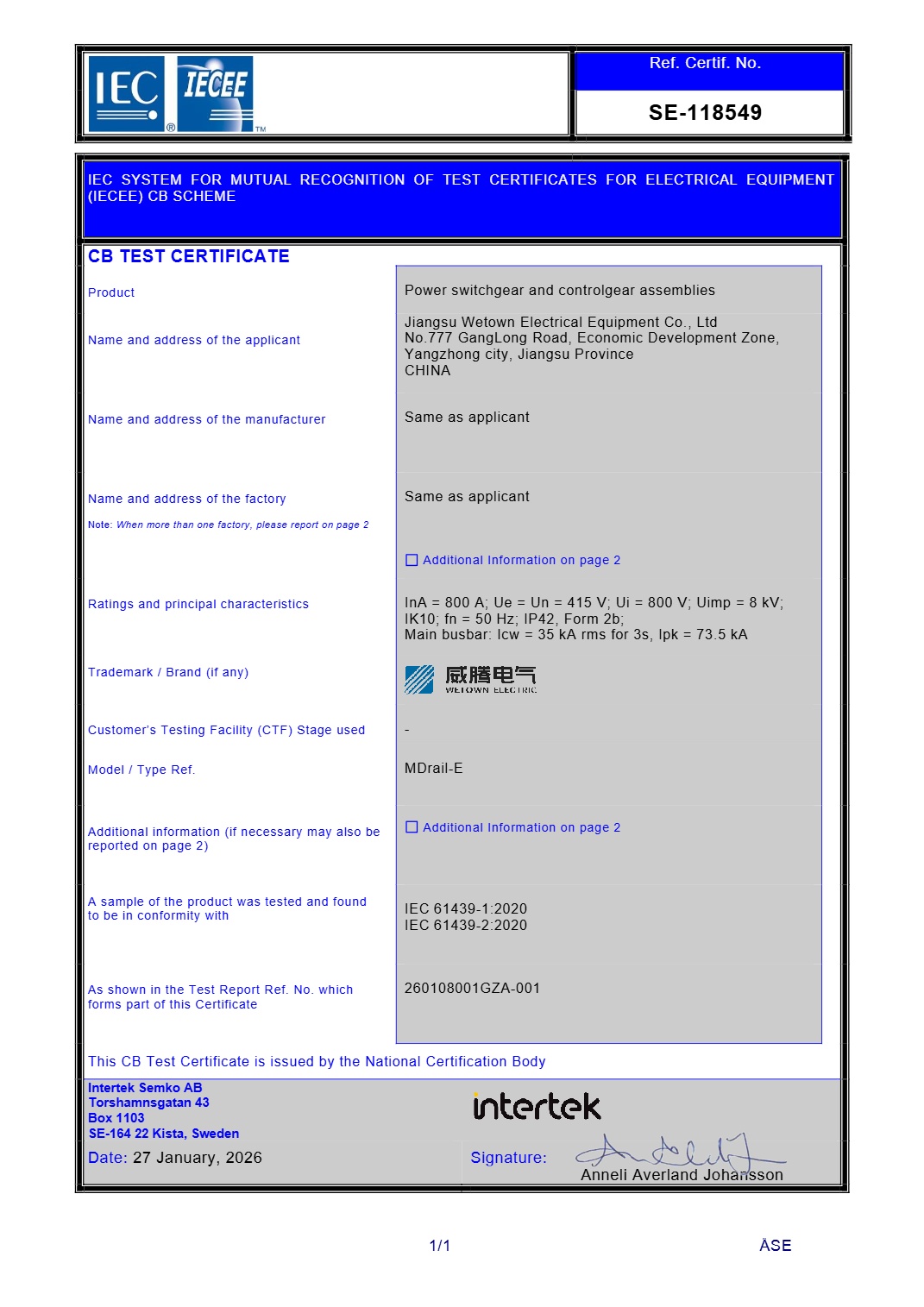 Certificate-XTM-800A CB证书_1