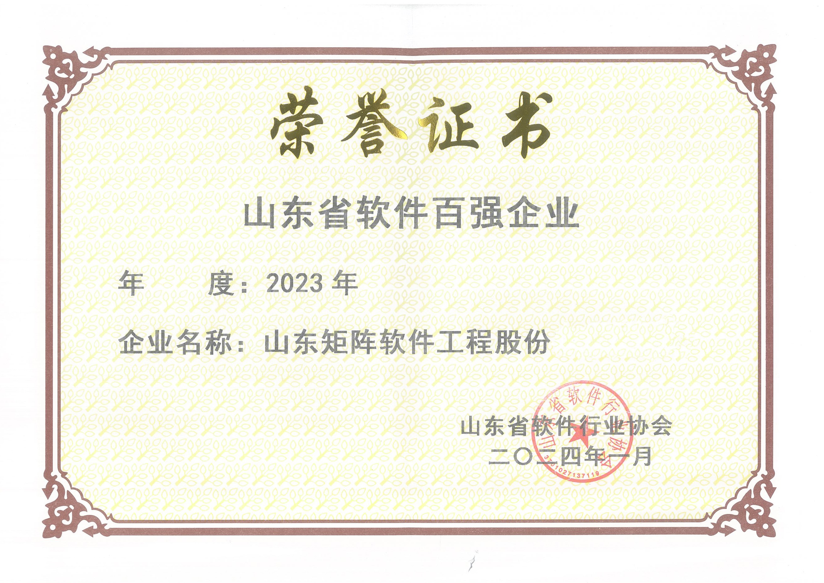 山东省软件百强企业