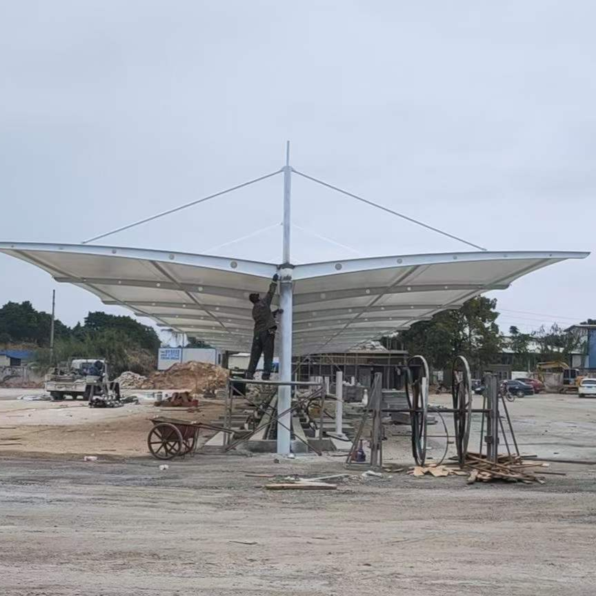 双开拉杆式车棚