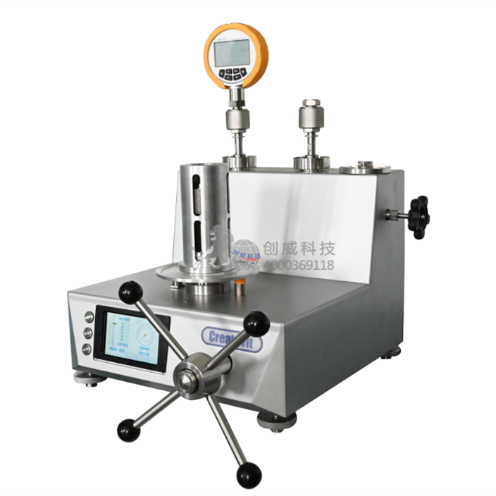 Gas medium gas-lubricated piston pressure gauge