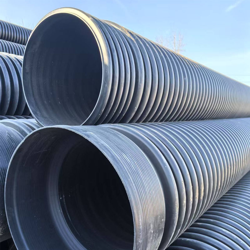 HDPE双壁波纹管 大口径排水DN600/700/800埋地排污黑色PE波纹管