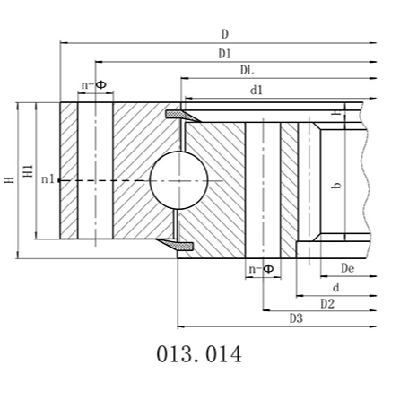 (01 Series) Single Row Four-Point Contact Ball Type Swivel Bearing - Internal Tooth Type 013/014