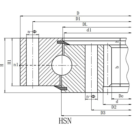 (HS Series) Single-row Four-point Contact Ball Type Swivel Bearing - HSN Internal齿 Type