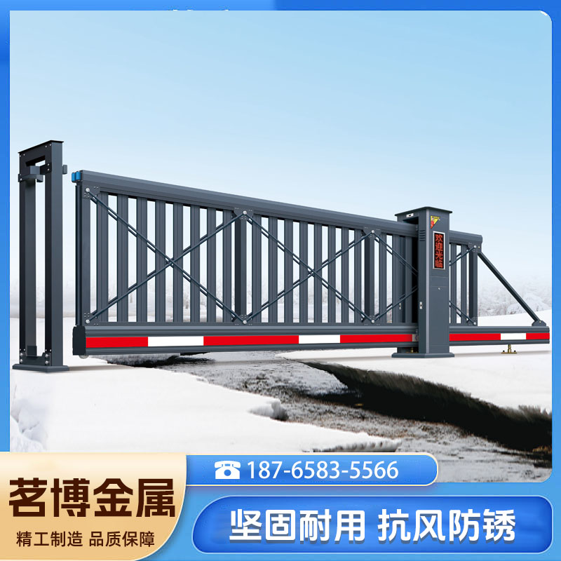 悬浮门厂家 无轨无轮智能悬浮门 铝合金小区工厂大门 茗博