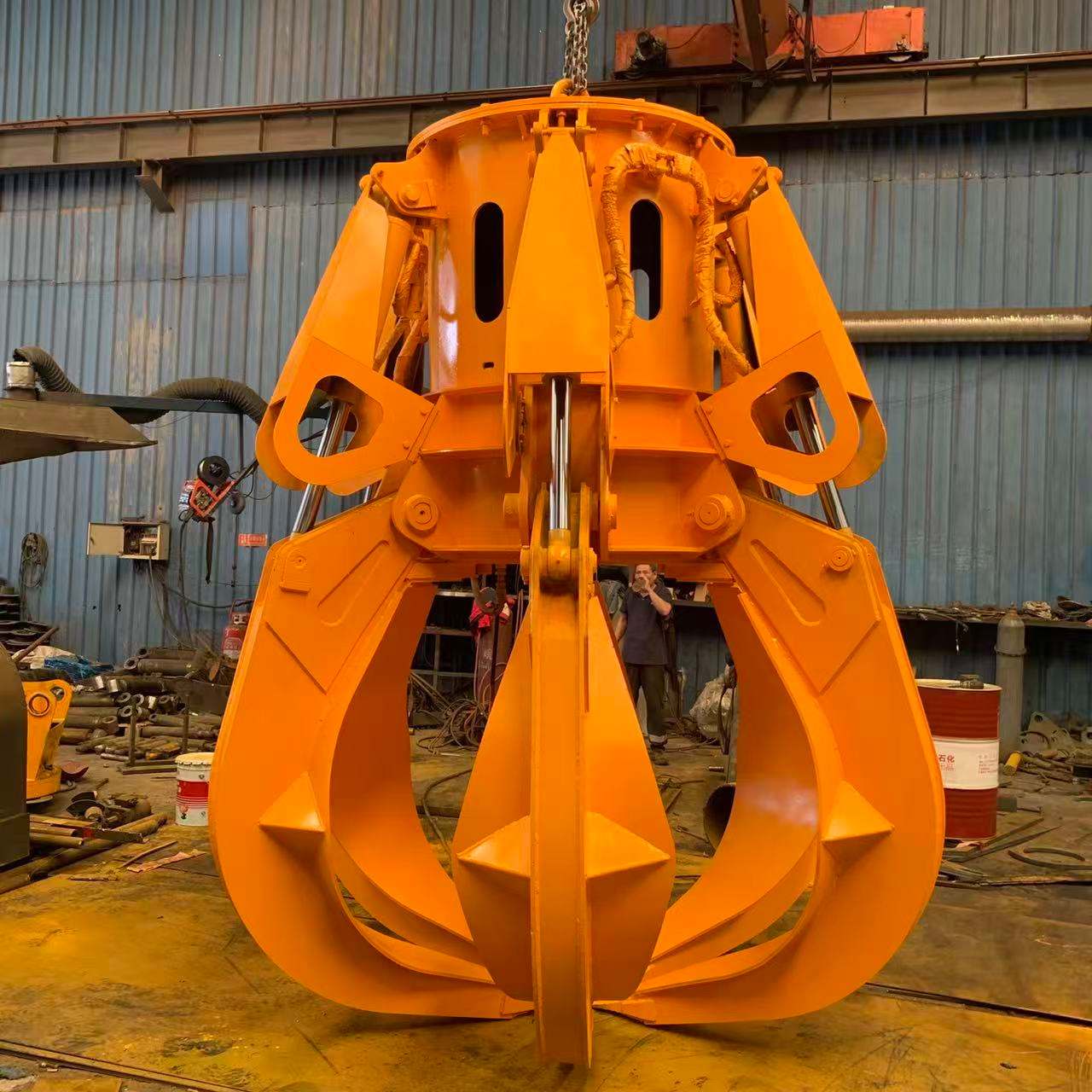 贝壳斗双瓣挖沙抓煤斗液压旋转贝型抓斗挖煤斗