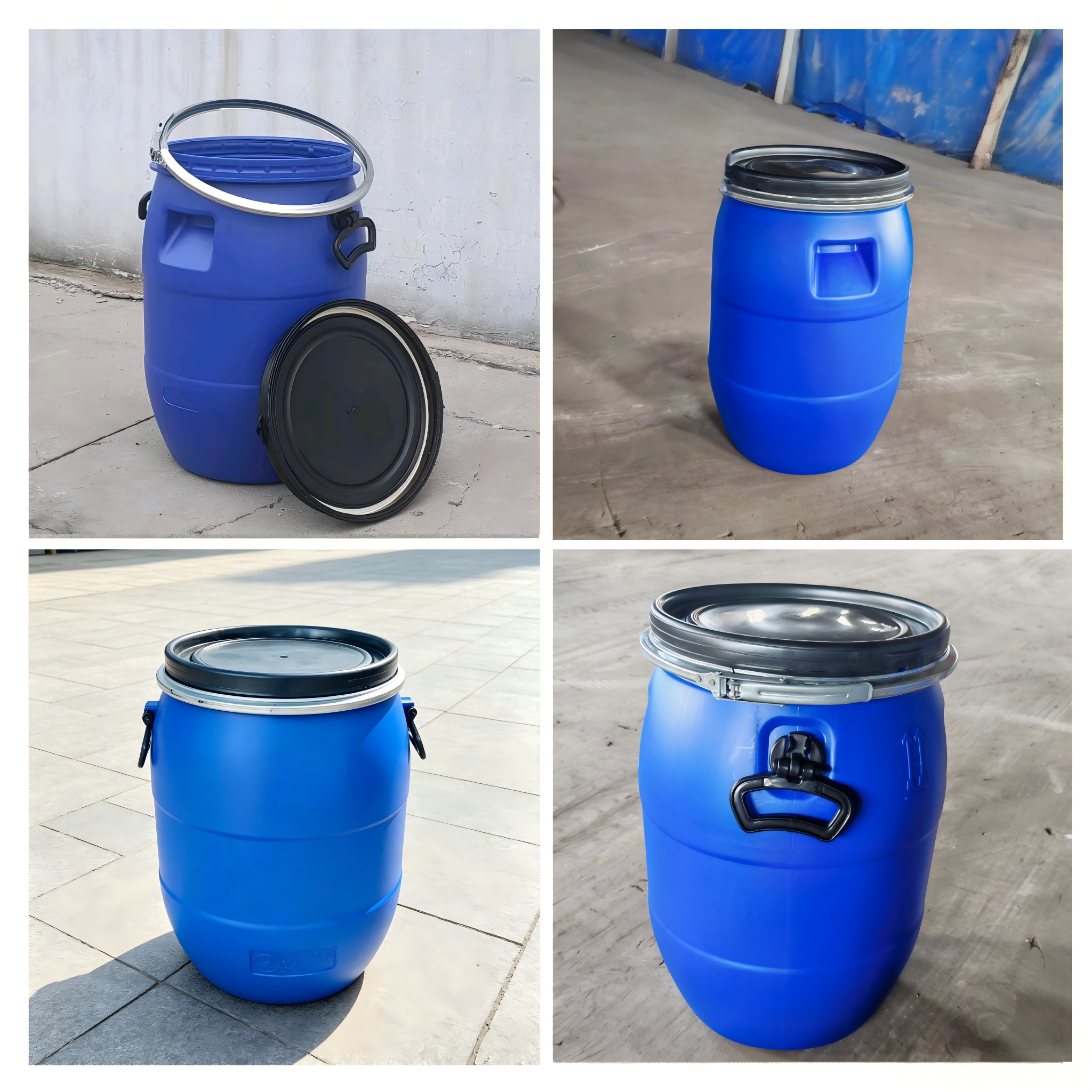 敞口50升化工桶 50L抱箍桶-50公斤消毒液包装桶-50L加厚抱箍桶