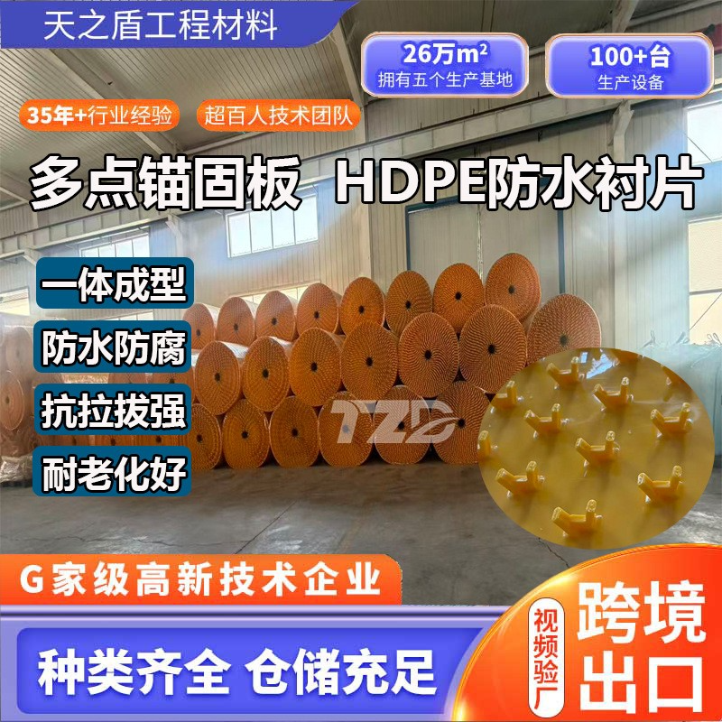 HDPE防水防腐衬片 防腐防渗透 适用于强酸池 键高度19mm一体成型锚固板